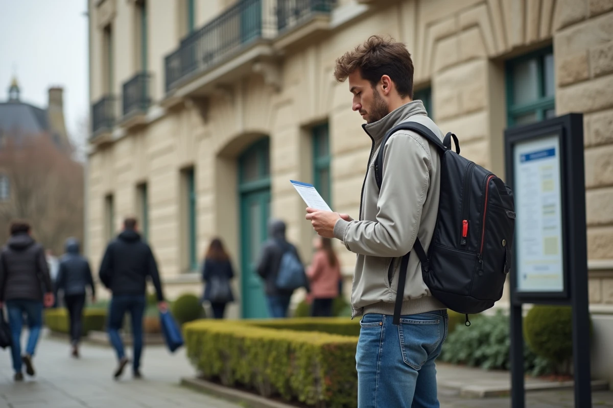 Jeune homme français avec permis provisoire devant la préfecture